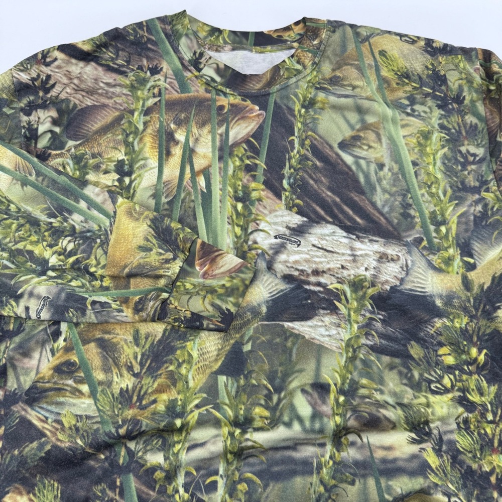 Evolved Angler‎ T Shirt Mens XL Long Sleeve Fishing Camo Bass Graphic